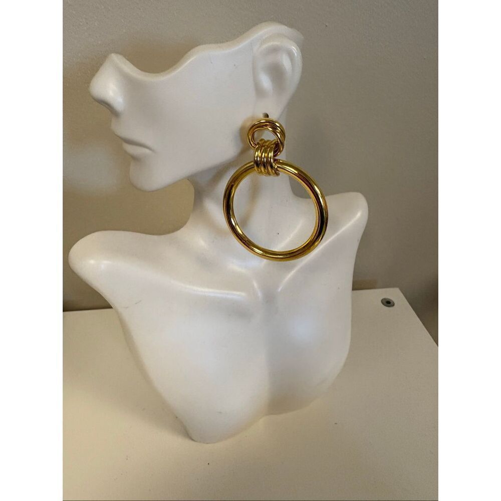 Double Hollow Ring Statement Dangle Hoop Earrings